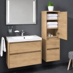 Mereo Opto kúpeľňová skrinka vysoká 125 cm, pravé otváranie, dub Riviera CN924PN
