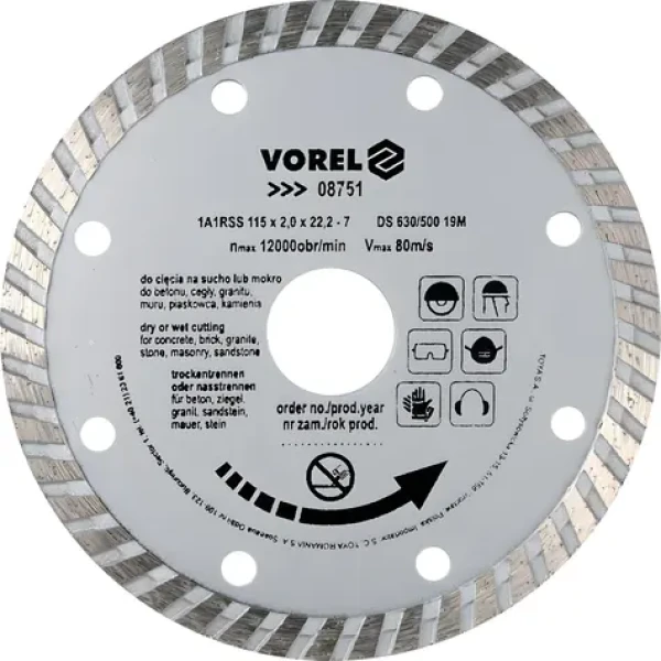 Vorel kotúč diamantový rezný turbo 115x22,2x2,0 mm / Diamantový rezný kotúč