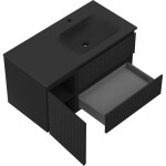 MEXEN/S - Rivel kúpeľňová skrinka 90 cm s umývadlom Vela pravá, 2S, 1D, reliéf, čierna mat 91A23-09047-3-BBFFF71-W23P71
