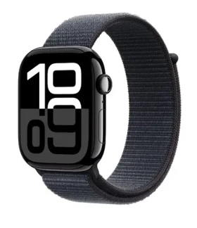 Apple Watch Series 10 GPS+Cellular 46mm Klavírno čierne hliníkové telo - Atramentovo fialový prevliekací remienok / 130-200 (MWY53QC/A)