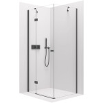 CERANO - Sprchovací kút Marino L/P - 6 mm - čierna matná, transparentné sklo - 90x80x190 - pántový CER-422856