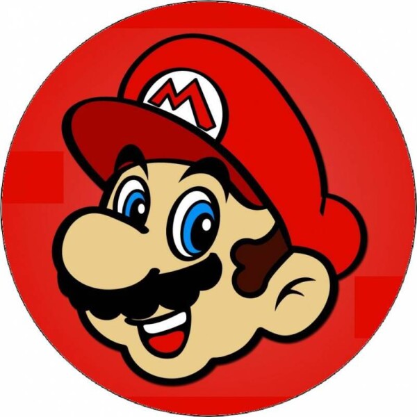 Jedlý papier Super Mario hlava na červenom pozadí 19,5 cm - Pictu Hap - Pictu Hap