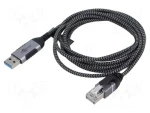 Goobay USB-A - RJ-45 čierna/sivá / Sieťový adaptér / USB 3.2 Gen1 / 1 Gbit/s / 2 m (74395)