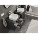 MEXEN/S - Rivel kúpeľňová skrinka pod umývadlo 60, 2 zásuvky, reliéf, grafit mat 91A20-06047-2-BFF66