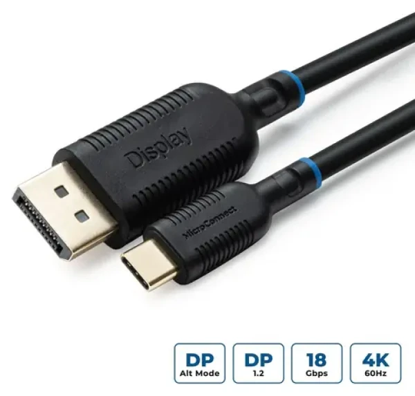 MicroConnect kábel USB-C (M) - DisplayPort (M) 3M čierna / 4K (MC-USBCDP3)