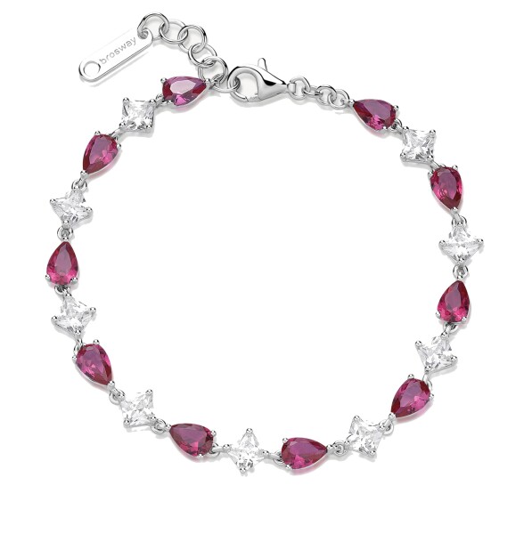 Brosway Oslnivý strieborný náramok so zirkónmi Fancy Passion Ruby FPR113