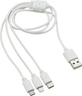 Compass Nabíjací kábel 3v1 / USB-A na Micro-USB / USB-C / Lightning / 75 cm / 2,1 A