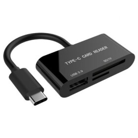 Gembird USB-C čítačka kariet SDXC a USB 2.0 / SDamp;SDHCamp;SDXC + MicroSD / čierna (UHB-CR3-02)