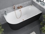 MEXEN/S - Mia voľne stojaca rohová vaňa pravá 180 x 80, biela/čierna, sifón a prepad ružové zlato 52691808075P-60