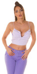 Sexy Koucla Musthave Crop Top with ruffled band lilac Einheitsgroesse