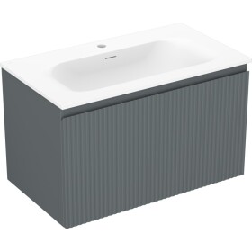 MEXEN/S - Rivel kúpeľňová skrinka 80 cm s umývadlom Vela, 1 šuplík, reliéf, grafit mat/biela mat 91A20-08047-1-BF66-W23M01