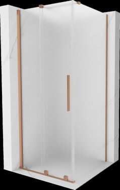 MEXEN/S - Velár sprchovací kút, posuvné dvere 90 x 90, dekor, meď kartáčovaná 871-090-090-31-65