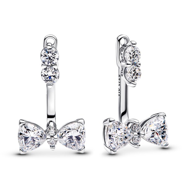 Pandora Nežné strieborné náušnice so zirkónmi mašľa 2v1 293543C01