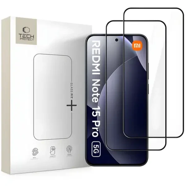 Tech-Protect Glass Fit+ čierna / Ochranné sklo pre XIAOMI Redmi Note 15 Pre 5G / 2 ks