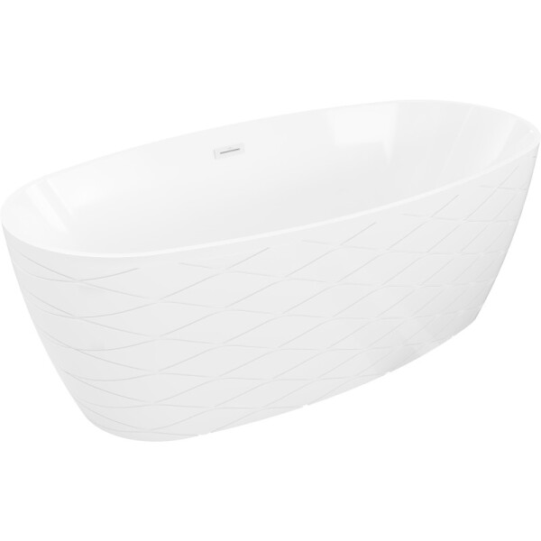 MEXEN/S - Olea voľne stojaca vaňa vzor 170 x 80, biela, sifón a prepad biela 52821708000-20