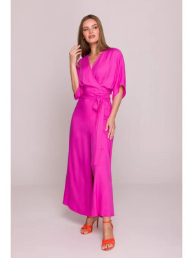 Dámske zavinovacie šaty S406 Tmavo ružová - Stylove XL fuchsie