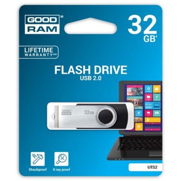 GOODRAM UTS2 32GB čierna / Flash disk / USB 2.0 / čítanie: 20MBs / zápis: 5MBs (UTS2-0320K0R11)