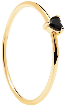 PDPAOLA Minimalistický pozlátený prsteň so srdiečkom Black Heart Gold AN01-224 56 mm