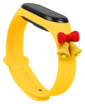 Hurtel Vianočný remienok s rolničkami pre XIAOMI Mi Band 3/4 žltá / Remienok / Silikónový / Vianočný motív