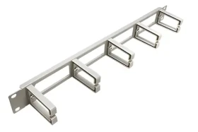 Value 19" vyväzovací panel 1U šedý / Vyväzovací panel / jednostranný, priechodný / 5x plastový strmeň C (26.99.0325)