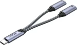 Unitek M206A / Rozbočovač USB-C / 2× USB-C / audio + nabíjanie / 18W (M206A)