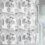 Spirella VEGAS biely, motív mesto / Sprchový záves / 180 x 200 cm / polyester
