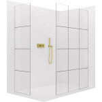 CERANO - Sprchová zástena Walk-in Crystal TL/P - 8 mm - bezvzperový systém - zlatá, industriálne sklo - 150x140x200 CER-8050BD5877