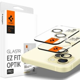 Spigen Glass TR EZ Fit Optik Pre ochranné sklo na fotoaparát pre Apple iPhone 15 amp; 15 PLUS amp; 14 amp; 14 PLUS 2ks žltá (AGL07168)