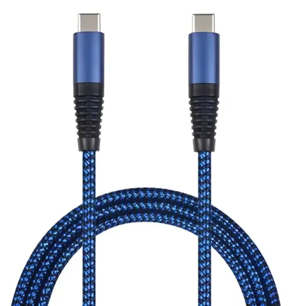 2GO USB-C - USB-C 1 m modrá / Dátový a nabíjací kábel / USB 3.2 Gen 1 / Nylon (797194)
