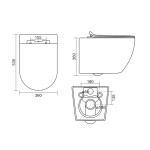 AQUALINE - CARLO závesná WC misa, Vortex Rimless, 36x53cm, biela PRX.101.851