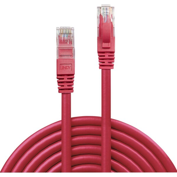 LINDY 48035 RJ45 sieťové káble, prepojovacie káble CAT 6 U/UTP 5.00 m červená s ochranou 1 ks; 48035