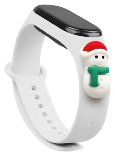 Hurtel Vianočný remienok so snehuliakom pre XIAOMI Mi Band 3 a 4 biela / Remienok / Silikónový / Vianočný motív