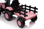 Mamido Mamido Detský elektrický traktor s vlečkou 12V 7Ah EVA kolesá ECO koža ružový