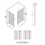CERANO - Sprchová zástena Walk-in Crystal TL/P - 10 mm - bezvzperový systém - čierna matná, grafitové sklo - 160x90x200 CER-8050BD80748