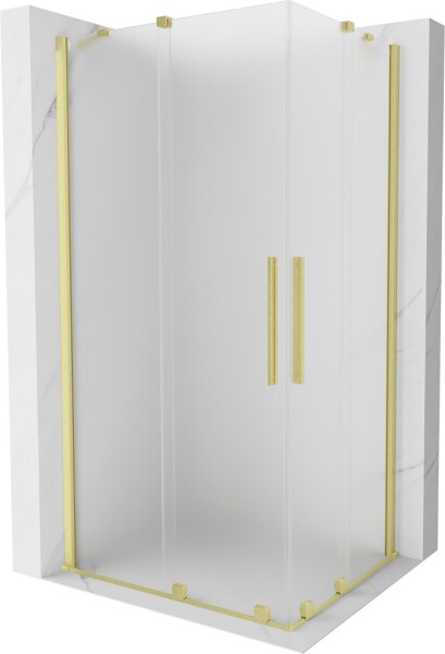 MEXEN/S - Velar Duo sprchovací kút, posuvné dvere 90 x 80, dekor, zlato kartáčovaná 871-090-080-32-55