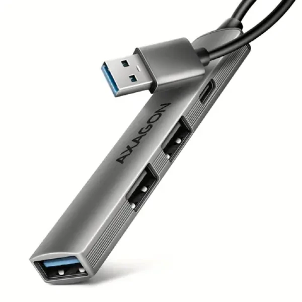 Axagon HUE-STA, 4X USB ALU STRIP húb, 1x USB-A 5Gbps, 2x USB-A a 1x USB-C 480Mbps, kábel USB-A 12cm (HUE-STA)