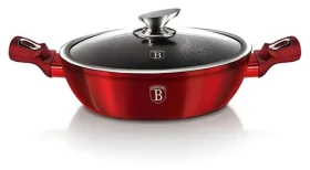 BERLINGERHAUS Pekáč okrúhly s pokrievkou Burgundy Metallic Line 32 cm / Mramorový povrch / BH-1264 (BH-1264)