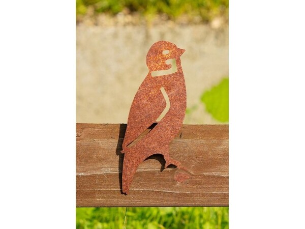 Zahradná dekorácia z cortenu Vrabec 4, 15 × 5 cm