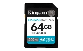 Kingston Canvas Go PLUS SDXC 64GB / UHS-I V30 / U3 / Class 10 / čítanie: až 200MBs / zápis: až 160 MBs (SDG4/64GB)