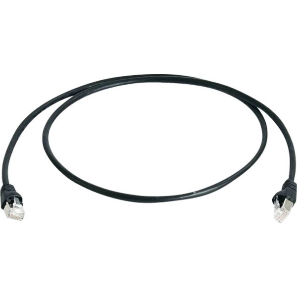 Telegärtner 100008033 RJ45 sieťové káble, prepojovacie káble CAT 6A S/FTP 0.25 m čierna samozhášavý, bez halogénov, UL certifikácia 1 ks; 100008033