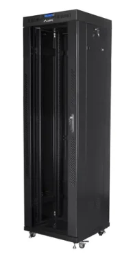 Lanberg FF01-6642-12BL čierny / Stojanový rozvádzač / 19" / 42U / 600x600 mm / sklenené dvere / LCD / Flat pack (FF01-6642-12BL)