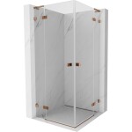 MEXEN/S - Lunar L Duo sprchovací kút dvere krídlové 85 x 85, transparent, ružové zlato 834L-085L-085P-60-00