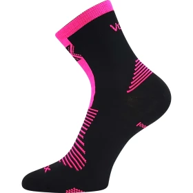 VOXX Ponožky slabé z merino WORALF s ionty stříbra ČERNÉ s neon růžovou (3 páry) 39-42 124780
