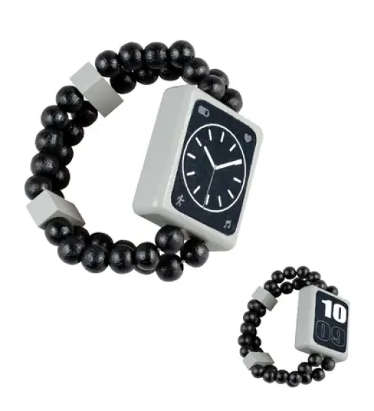 Detoa Drevené obojstranné hodinky čierne