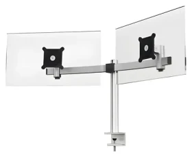 Durable PRO 2 strieborná / Stolný držiak pre dva monitory / stolná svorka / VESA 75x75-100x100 / nosnosť 8 kg / 21-27" (508523)