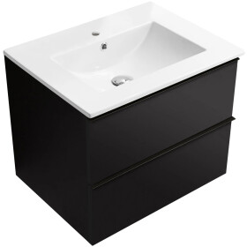 CERANO - Kúpeľňová skrinka Velora - čierna matná, úchytka čierna + keramické umývadlo Todo - 61x55x46,5 CER-664897