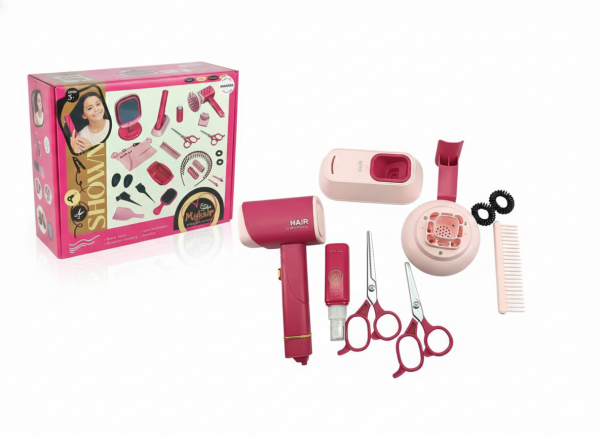 Mamido Mamido Detská kadernícka súprava s fénom ružová 12 ks príslušenstva