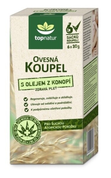 TOPNATUR Ovsený kúpeľ s konopným olejom 6 x 30 g