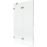 MEXEN/S - Lunar vaňová zástena 2-krídlová ľavá 100 x 150, transparent, zlatá 897-100-100-50-00-L