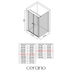 CERANO - Sprchovací kút Antelo L - Ľ/P - 6 mm - čierna matná, transparentné sklo - 96x60 - otočný CER-666565